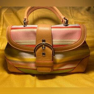 Coach leather/canvas multicolored tote bag.